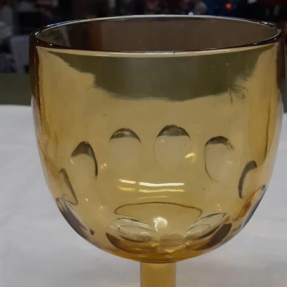 Vintage Bartlett Collins‎ Golden Amber Thumbprint Goblet